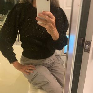 Black sweater w/sparkles..Size XS-S puff sleeves